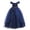 navy blue, variant on Retro off-shoulder flower girl dress with feathered lace. For children/adolescents. Wedding/summer wear (suitable for 6-7-year-old girls)