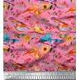 thumbnail image 1 of Soimoi Pink Cotton Cambric Fabric Dot,Sunflower & American Robin Bird Fabric Prints by Yard 42 Inch Wide, 1 of 1