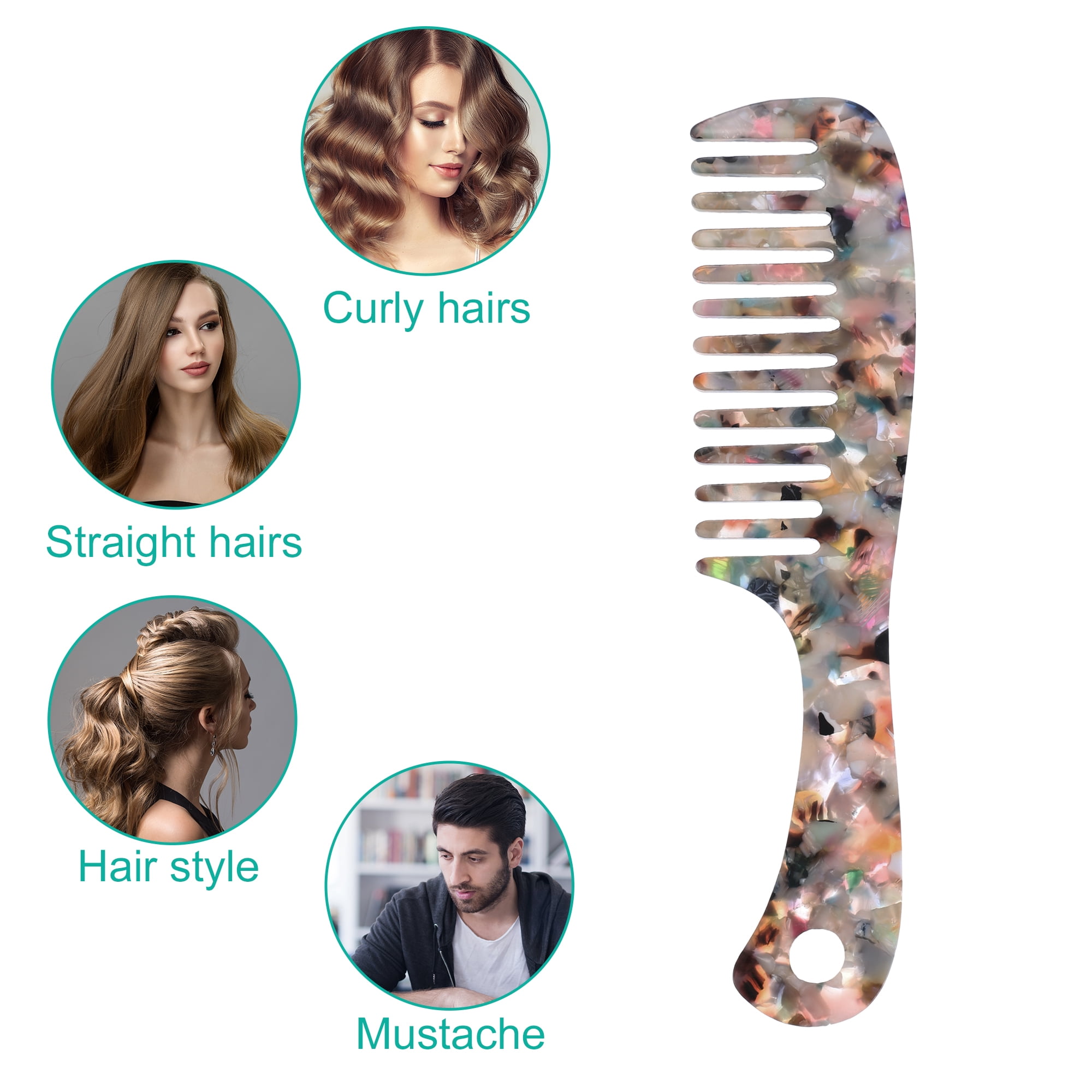 Unique Bargains 1 Pc Hair Comb Wide Tooth Anti-Static Easy Detangling Multicolor