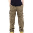 thumbnail image 2 of QATAINLAV Men's Cargo Pants with Pockets Cotton Hiking Sweatpants Casual Athletic Jogger Sports Outdoor Relaxed Fit Solid Trousers Dollar Sales Yellow L, 2 of 8