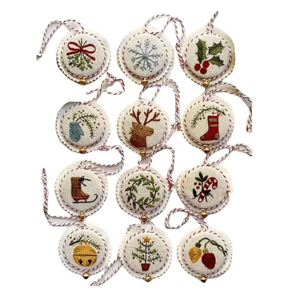 Jolly and Bright Hand Embroidery Ornaments Kit,Christmas Kit,Festival Ornament Kits