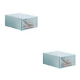 thumbnail image 4 of bedienty Flip Storage Clear Drawer Shoe Box Organiser Stackable Foldable Home Organizer light blue 2Set, 4 of 6