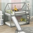 thumbnail image 2 of Euroco Pine Wood Bunk Bed, Twin-over-Twin Size with Slide for Bedroom, Gray, 2 of 14