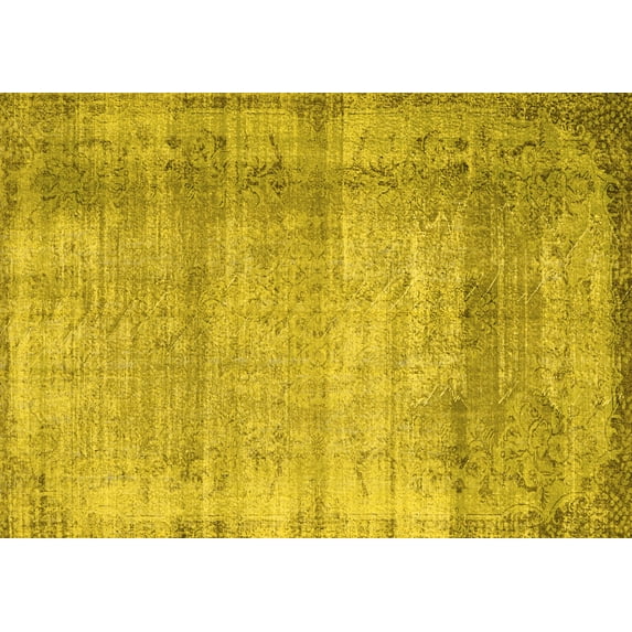 Ahgly Company Indoor Rectangle Abstract Yellow Contemporary Area Rugs, 7' x 10'