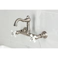 thumbnail image 2 of Kingston Brass KS3258PX Vintage Double-Handle Wall-Mount Bridge Kitchen Faucet, Brushed Nickel, 2 of 7