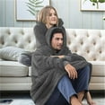 thumbnail image 6 of Oversized Blanket Hoodie Sweatshirt, Wearable Lounging Pullover for Adults Women Men Dark Gray One size, 6 of 8