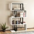 thumbnail image 6 of Dextrus 5-Tier S-Shaped Bookshelf, Modern Geometric Bookcase with Open Shelving for Home & Office, White, 6 of 11