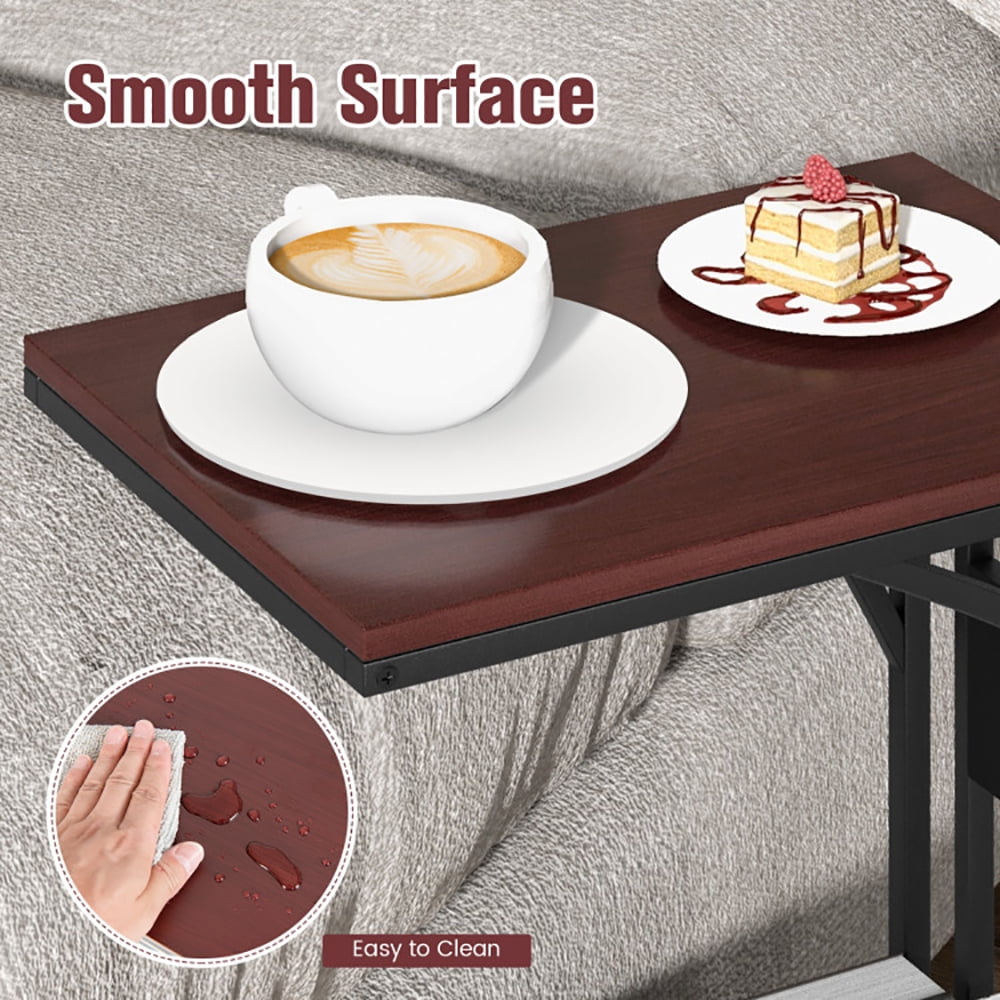 Finihen End Side Table, Sofa Side Table, Bed Side Table, C-Shaped End Side Sofa Narrow Snack Table, for Living Room, Bedroom, Brown Finihen End Side Table, Sofa Side Table, Bed Side Table, C-Shaped End Side Sofa Narrow Snack Table, for Living Room, Bedroom, Brown