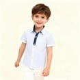 thumbnail image 7 of Short Sleeve Uniform Shirts for Boys Fashion Turndown Collar Button Up Shirt Summer Tops School Clothes Size 4-14, 7 of 7