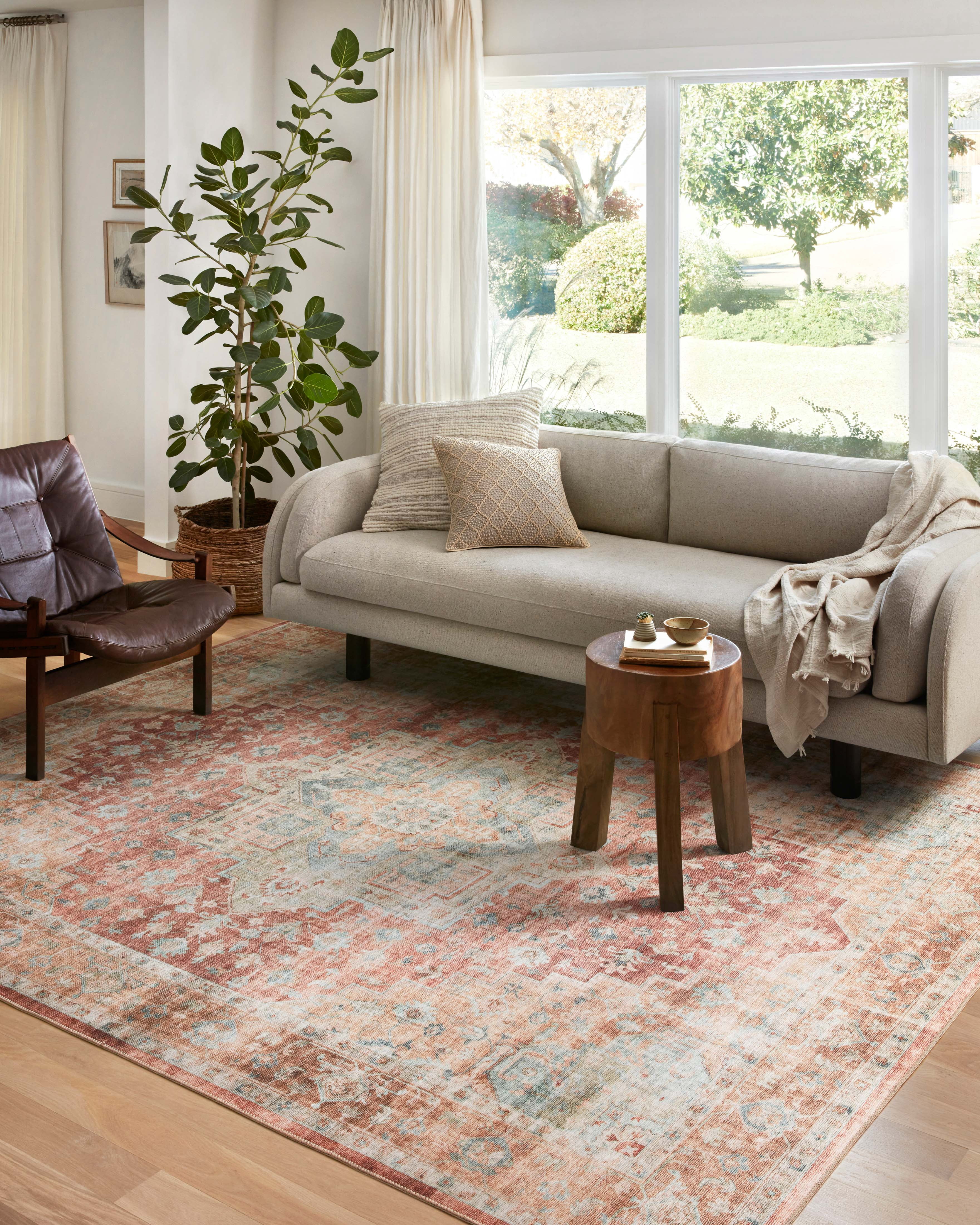 Loloi Heidi Collection HEI-01 Terracotta / Aqua, Oriental Area Rug 5'-0" x 7'-6"