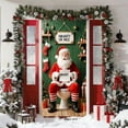 thumbnail image 4 of Christmas Door Cover Decoration Santa Claus Front Door Cover Xmas Hanging Banner Santa/Snowman/Tree Background for Home Holiday Christmas Decoration, 4 of 6