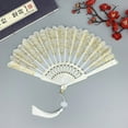 thumbnail image 3 of TNOBHG Fan with Tassel Decor Chinese Style Folding Fan with Tassel Portable Summer Hand Held Fan for Dance Performance Photo Props Party Costume Accessories, 3 of 8