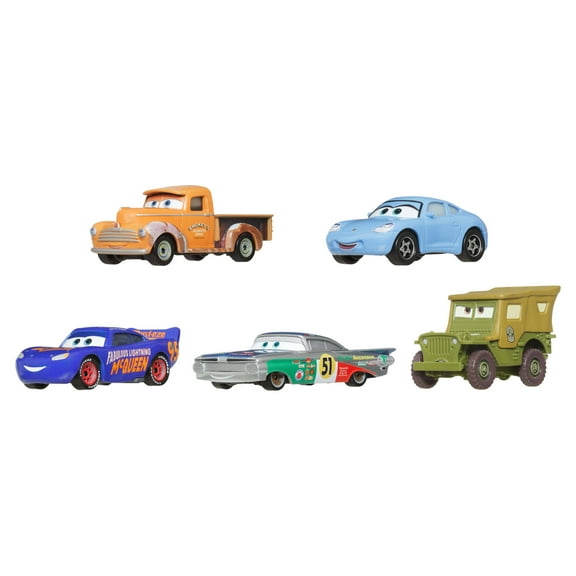 Disney and Pixar Cars Travelin’ Team 5-Pack, Set of 5 1:55 Scale Die-Cast Toy Cars (Styles May Vary)