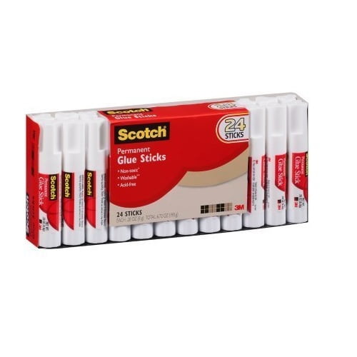 Scotch All Purpose Permanent Glue Stick, 0.28 oz, 24-Pack