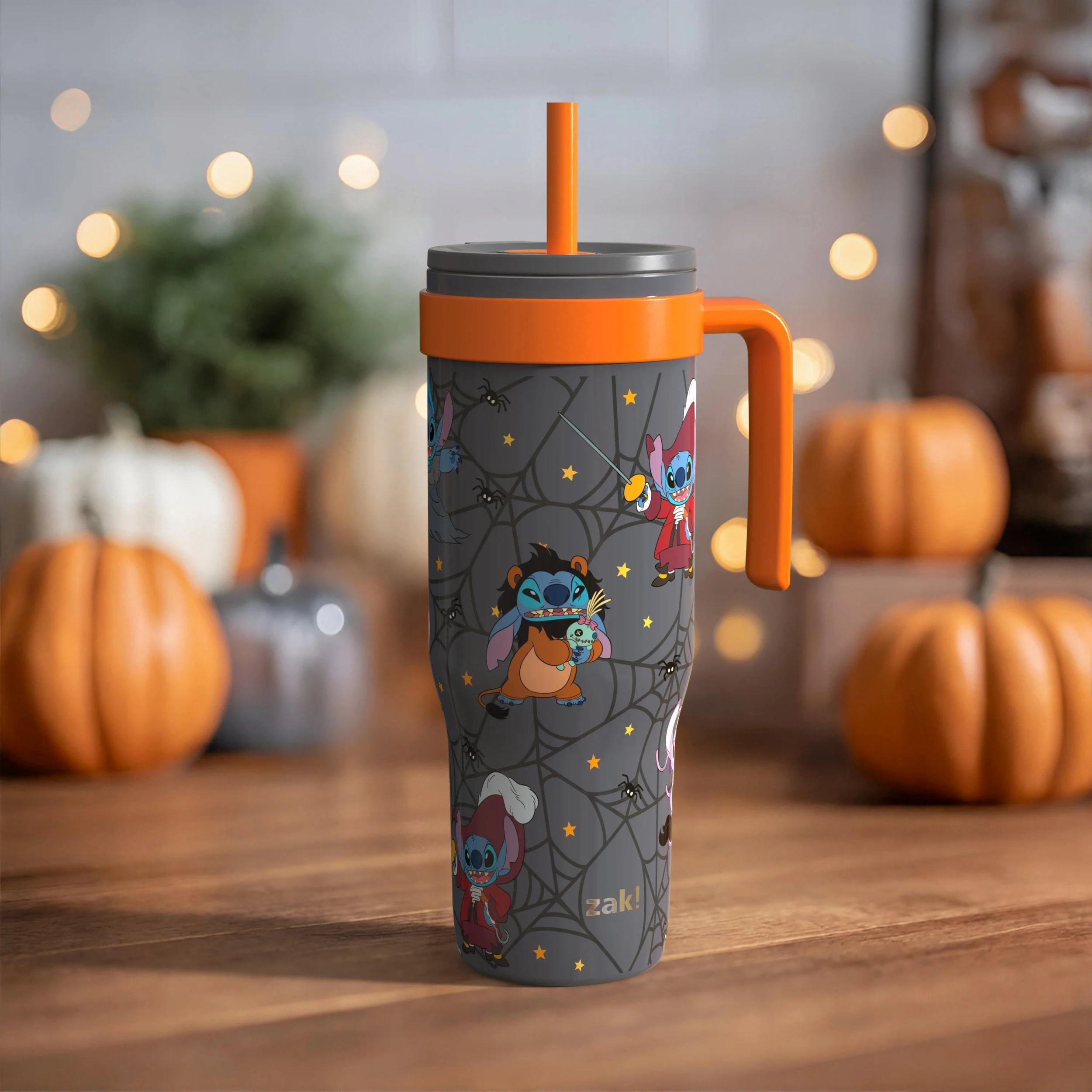 Zak Design 30oz SS Straw Tumbler with a Handle, Gray Stitch