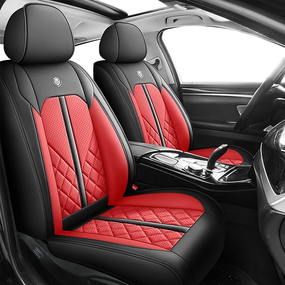 for Toyota Yaris 2011 Car Seat Cover, Black and Red Car Seat Covers, Premium Leather 5 Seats Full Set Anti-Slip Backing Suitable for All Seasons, 4-Door Sedans Only, Protect Car Seats