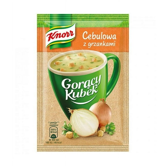 Knorr Goracy Kubek Cebulowa z Grzankami Onion Soup with Croutons Mix 17g Bag (5-Pack)