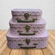 thumbnail image 1 of wald imports - Juego de 3 maletas de cartón - Cajas de almacenamiento decorativas - Juego de maletas para almacenamiento de decoración y más (rosa y dorado), 1 of 1