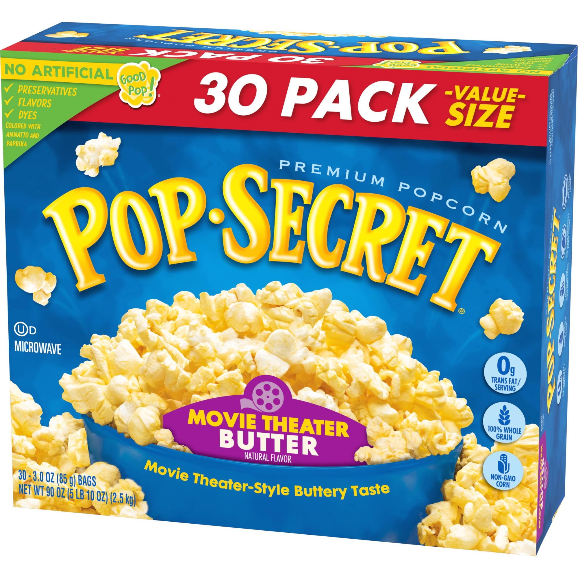 Pop Secret Movie Theater Butter Microwave Popcorn 3 Oz 30 Count Walmart Com Walmart Com
