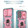 thumbnail image 2 of Allytechgroup Rugged Hybrid Case Cover for Samsung Galaxy A15 5G, Ring Holder Stand Anti-Scratch Shockproof Sliding Lens Protector Bumper Phone Case for Women Men, Pink+Green, 2 of 11