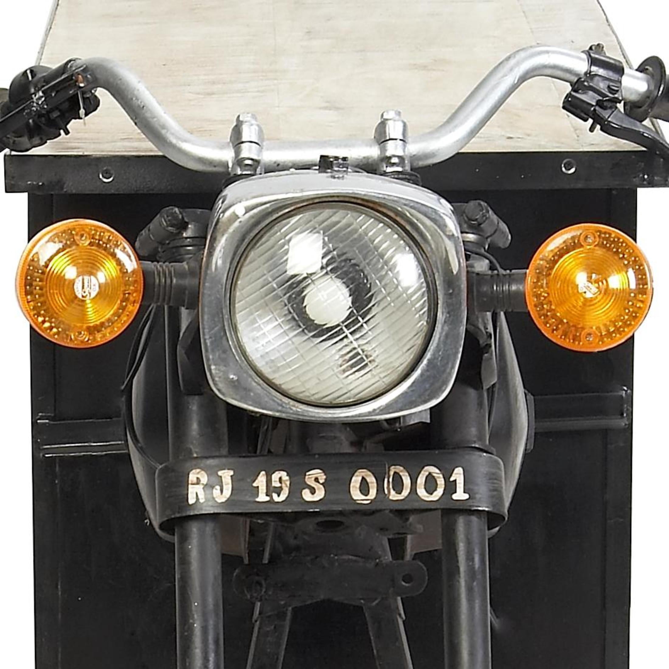 DecMode Rustic Black Metal Racer Style Motorcycle Bar, 105"W x 38"H