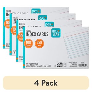 Pen+Gear Ruled Index Cards, 5" x 8", 400 Count (4-Pack)