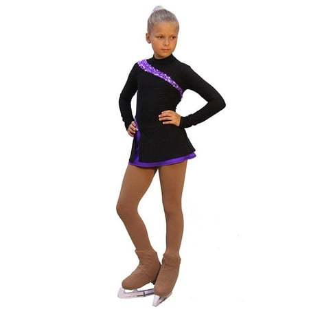 IceDress Figure Skating Dress - Lasso(Black with Purple)
