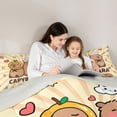 thumbnail image 5 of Homewish Cute Capynara Kapibara Bedding Comforter Set,Geometric Striped Line Twin Comforter Sets,Brown Beige Bedding Set For Kids,Super Cozy Room Decor Reversible,2-Piece, 5 of 8