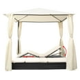 thumbnail image 3 of vidaXL Double Sun Lounger with Curtains Poly Rattan Black, 3 of 5