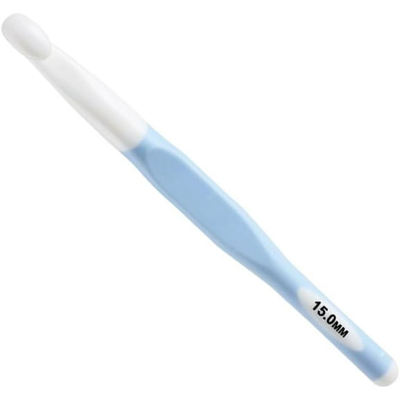1Pc 195mm Large Crochet Hooks Plastic Knitting Needles Weaving Tools with TPR Handle 15mm Pin for Beginners Yarn Braiding Craft Handmade Sewing Projects Light Sky Blue