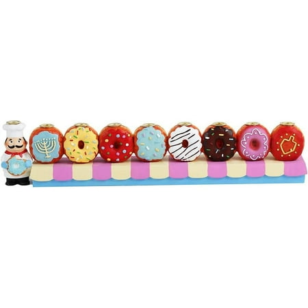 Zion Judaica Baker and Doughnuts Hand-Painted Menorah