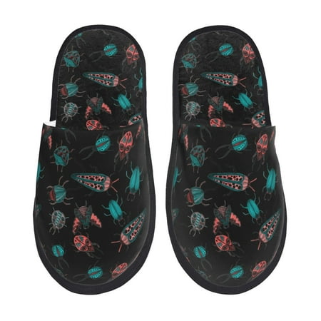 

Tideii Colorful Insect for Home Indoor Cotton Slippers Autumn and Winter EVA Plush Slippers Household Supplies Unisex-Large