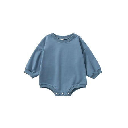 

Lieserram 3 6 12 18 Months Infant Baby Boys Girls Fall Jumpsuit Solid Color Long Sleeve Round Neck Romper