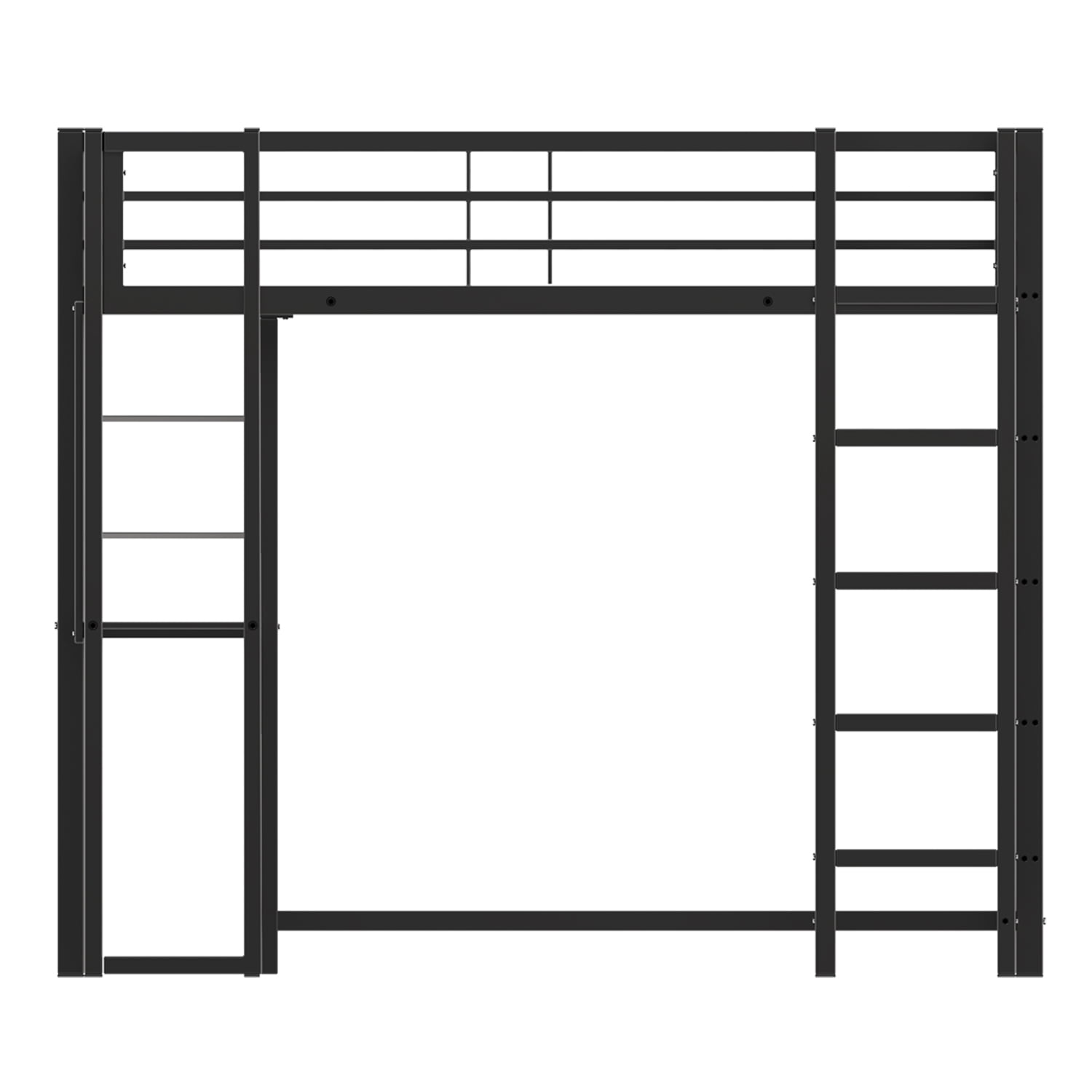 Alvantor Twin Size Loft Bed Frame with Desk & Open Shelves, Heavy Duty Metal Bed Frame for Boys Girls Teens Black