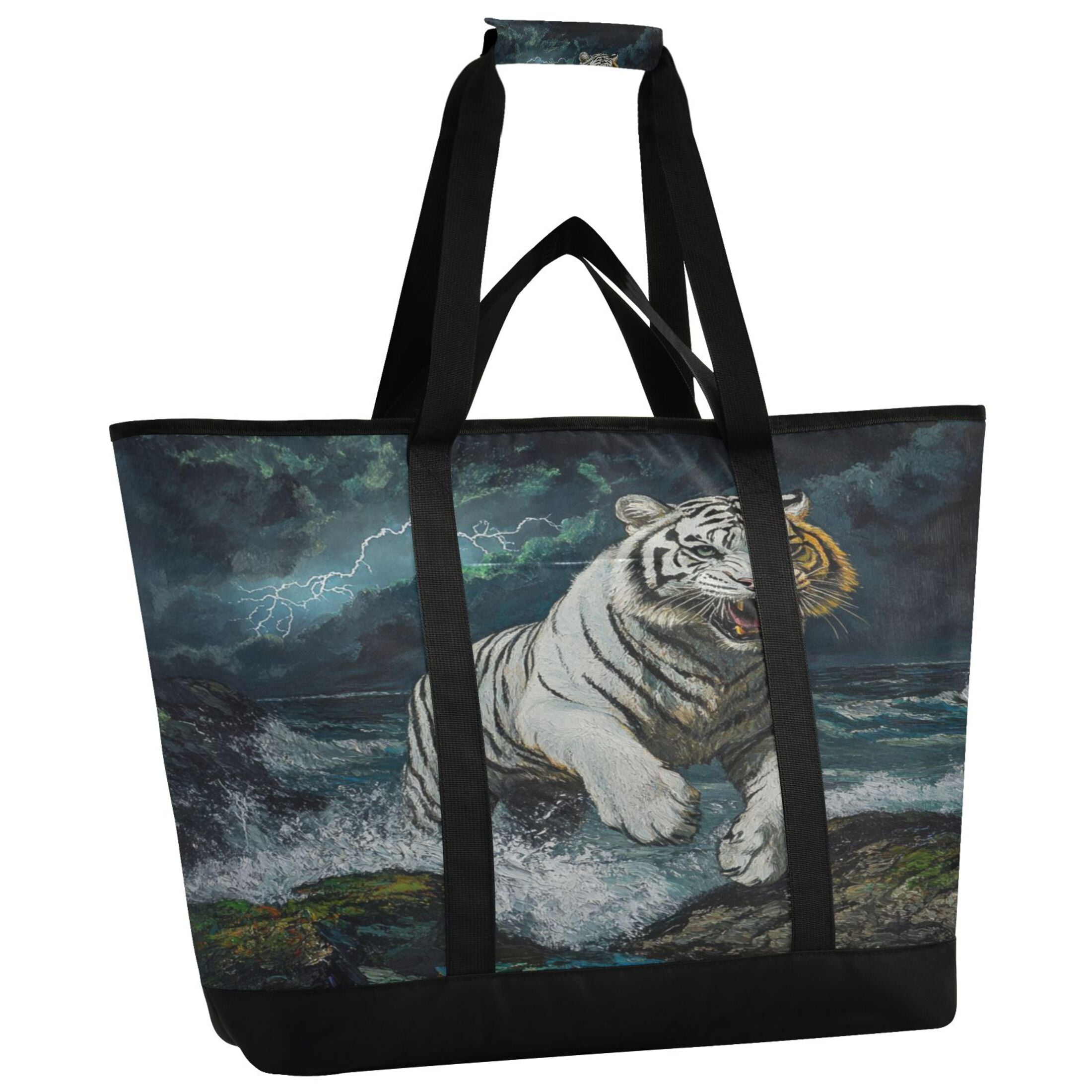 Large Hand-held Ice Pack Picnic Bag Insulation and Refrigeration Suitable for Shopping Picnics and Camping The Tiger by The Sea