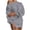 Gray, variant on Women's Boat Neck Loose Crochet Sweater Solid Trendy Casual Baggy Off Shoulder Tunic Ribbed Long Sleeve Knit Pullover Travel Black M