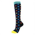 thumbnail image 4 of destyer Chaussettes de Compression 20-30mmhg Longueur Genou Bas de Sport pour Unisexe Course Cyclisme, Cyan, Point, S/M, 4 of 7