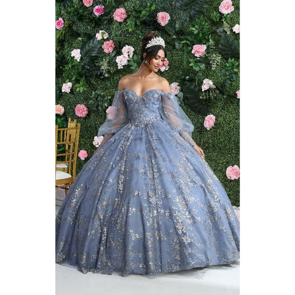 Women's Layla K Vestidos De Quinceañera 15 Años LK206 Ball Gown Dusty Blue 20