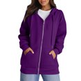 thumbnail image 2 of Garbnen Zip Up Hoodie Women Long Sleeve Fleece Lined Jacket Women Comfy Trendy Fall Winter Warm Oversized Sweatshirt for Women with Pockets Purple, 2 of 5