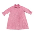 thumbnail image 4 of Hotian Women Denim Shirt Dress 3/4 Sleeve Loose Button Short Jean Dress Pink M, 4 of 5
