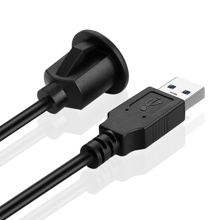 TNP USB 3.0 Flush Mount Cable With Buckle - 6ft, Dashboard Panel Mount, Dual Port, Water Resistant