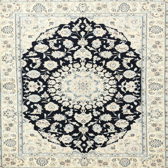Ahgly Company Indoor Square Traditional Champagne Beige Medallion Area Rugs, 3' Square