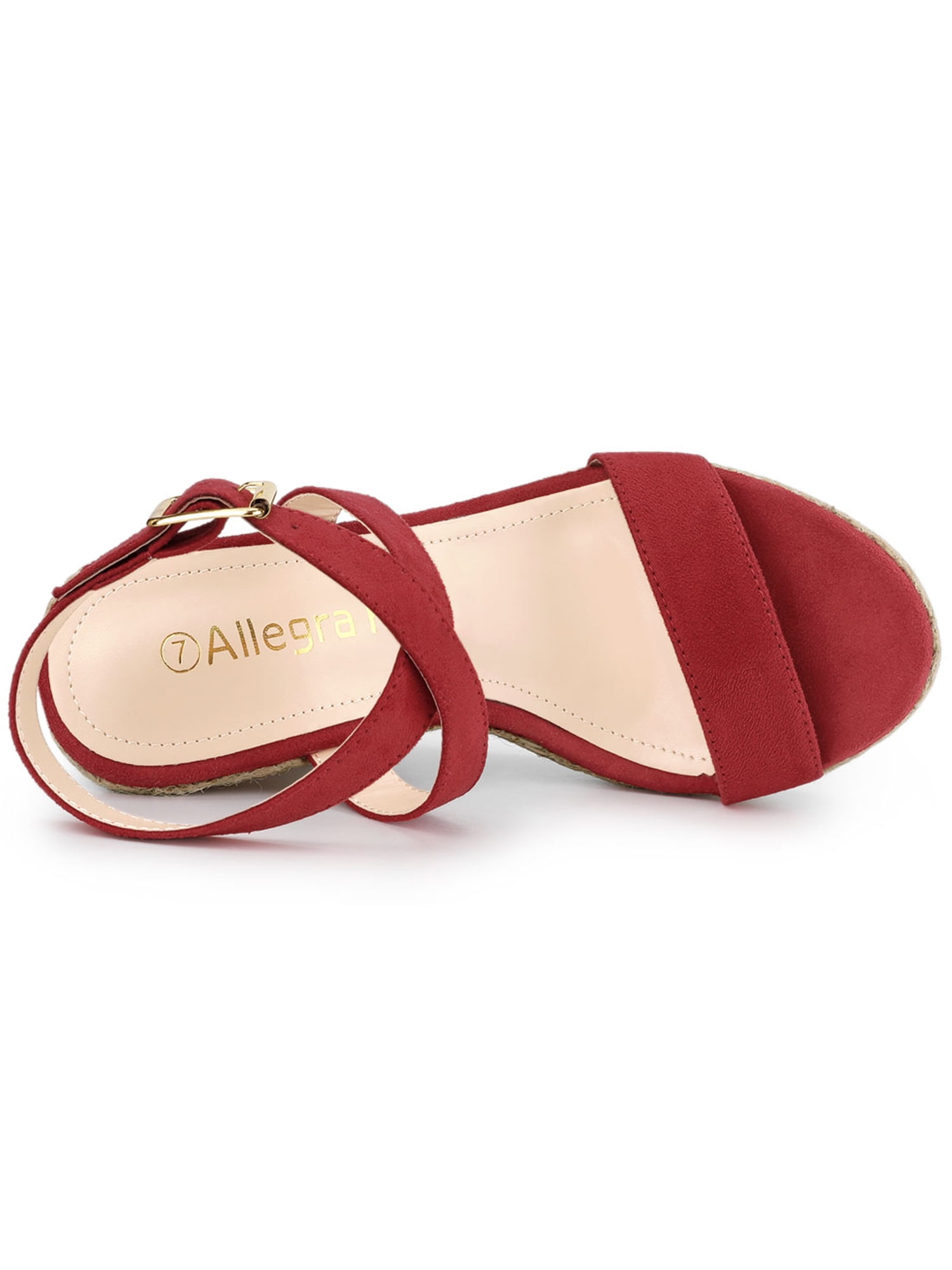 DARING DIVA Women's Slingback Crisscross Wedges Heel Espadrille Sandals Red 9