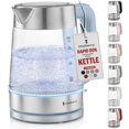 thumbnail image 1 of Electric Kettle for Boiling Hot Tea & Water | 1.7L Stainless Steel Borosilicate Glass Boiler With No Plastic, Automatic Shutoff, BPA Free, Fast Heating Technology (Blue), 1 of 5