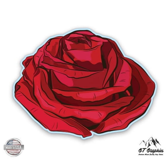 Red Rose - 3" Vinyl Sticker - For Car Laptop I-Pad Phone Helmet Hard Hat - Waterproof Decal