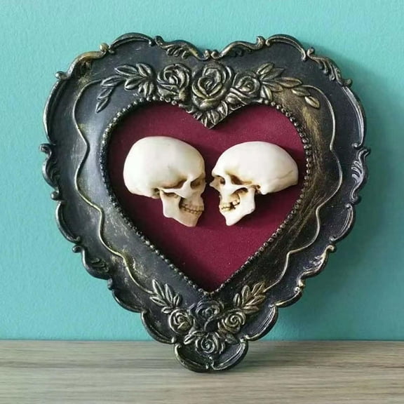 Resin Love Heart Statue Skeleton Figurine Sculpture Figure Skull Heart for Wedding Party Decorations, Halloween Decorations, Home Decor, Xmas Gifts