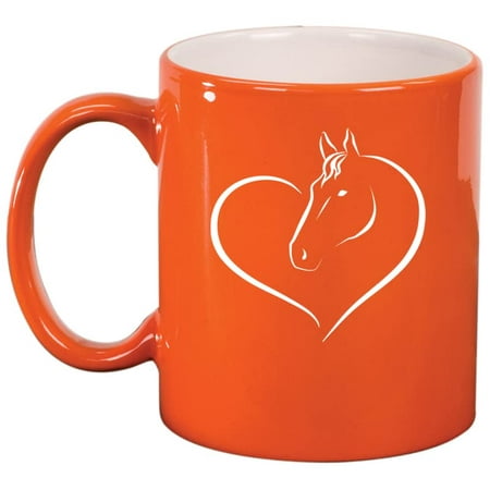 

Heart Horse Ceramic Coffee Mug Tea Cup Gift for Her Sister Wife Friend Coworker Boss Grandma Birthday Cute Equestrian Horseback Riding National Horse Day Horse Lover (11oz Orange)