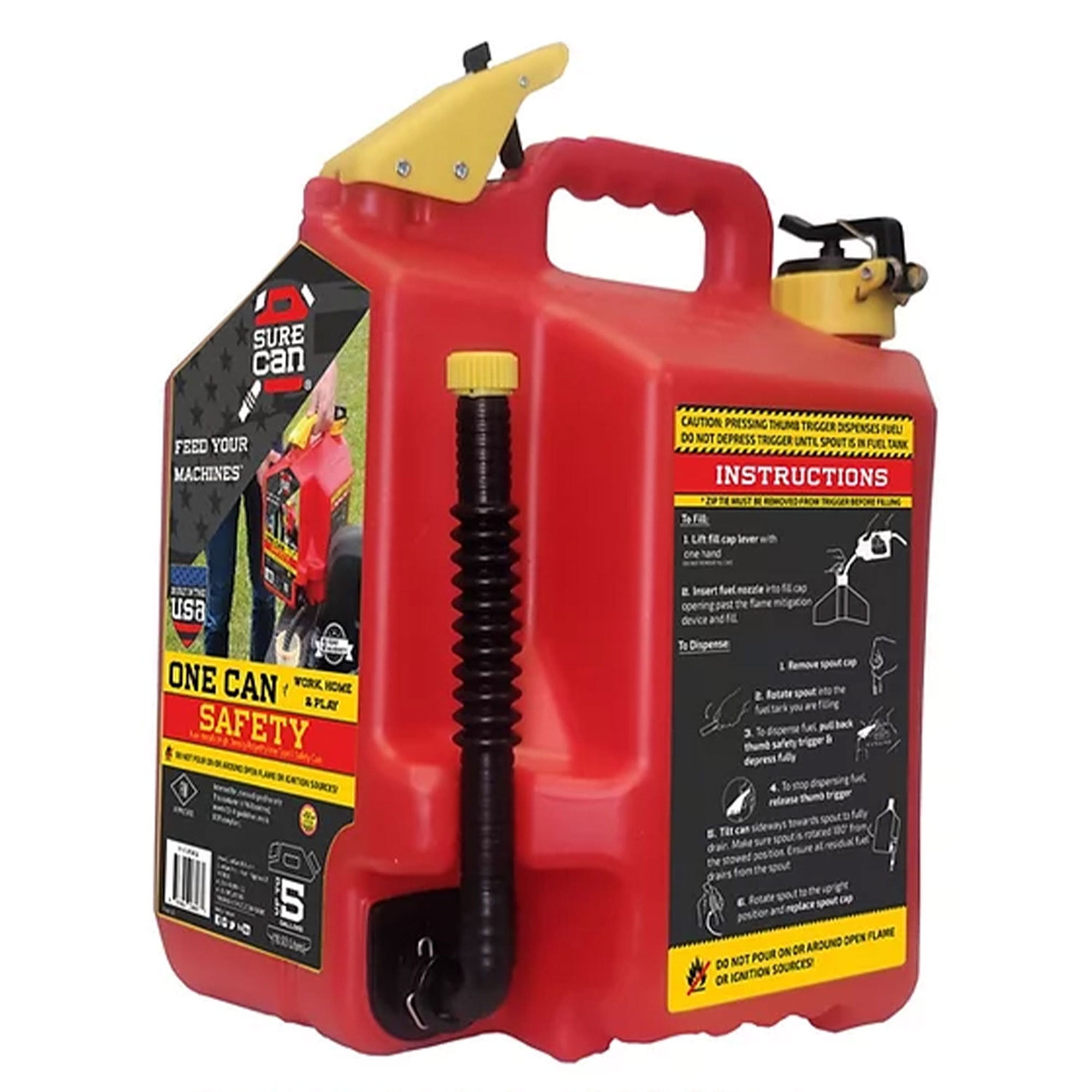 SureCan SUR5SFG2 5 Gal Spill Free Type II Self Venting Gasoline Safety Can