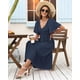 thumbnail image 5 of Vestido AUSELILY de verano con cuello en V y manga corta para mujer, azul marino, 5 of 6