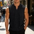 thumbnail image 2 of IhhxPro Men's V-Neck Sleeveless Tank Top Summer Casual Tee Textured Muscle Shirt Lightweight Breathable Athletic Gym Workout Beach Layering Loose Fit M-3XL, 2 of 9